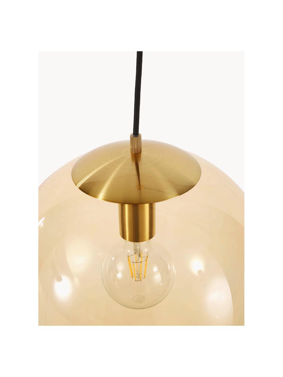 Hanglamp Bao van glas, Lamp: vermessingd metaal, Lichtbruin, goudkleurig, Ø 35 cm