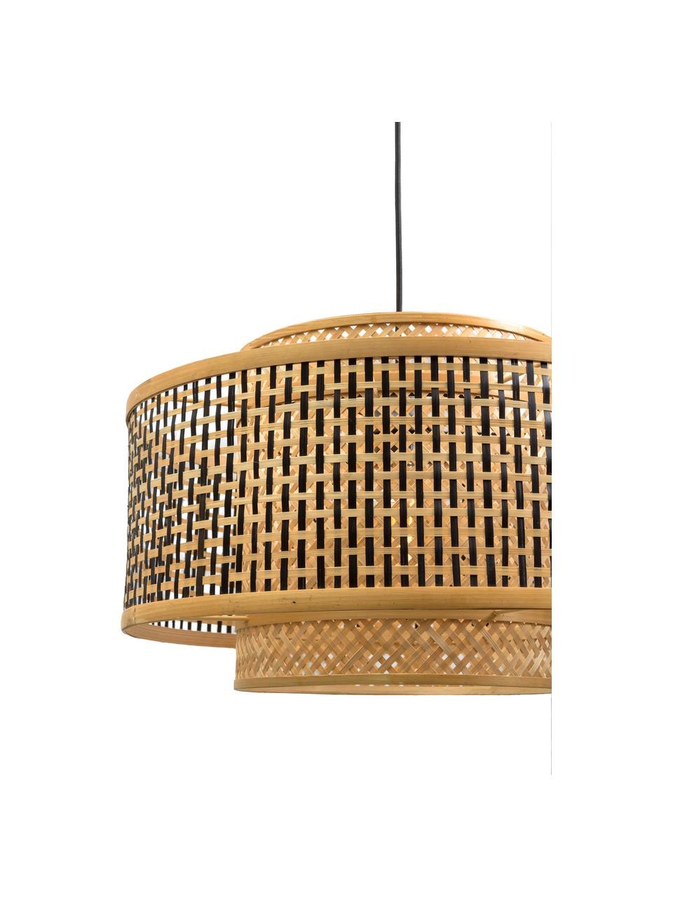 Lámpara arco grande de bambú Bhutan, Pantalla: bambú recubierto, Estructura: bambú recubierto, Cable: cubierto en tela, Beige, negro, Al 176 cm