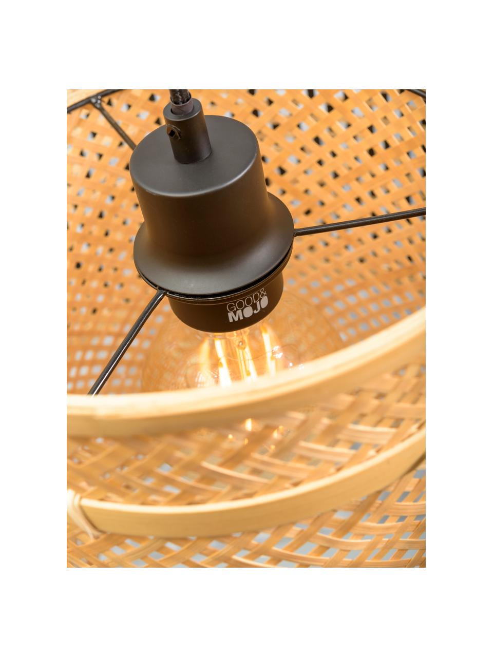 Lampa podłogowa łukowa z drewna bambusowego Bhutan, Jasny brązowy, czarny, W 176 cm