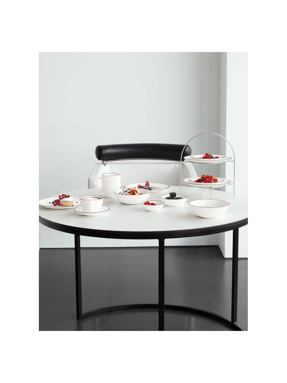 Tasse à thé porcelaine à table ligne noire, 4 pièces, Blanc Bord : noir