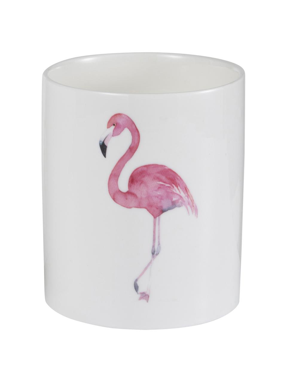 Geurkaars Flamingo, Houder: keramiek, Wit, roze, Ø 11 x H 13 cm
