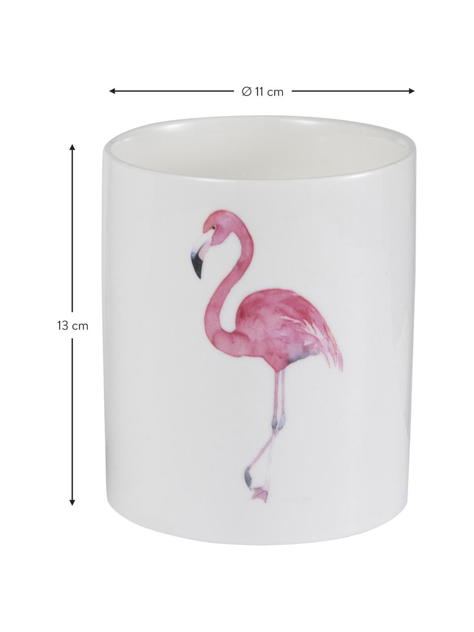 Geurkaars Flamingo, Houder: keramiek, Wit, roze, Ø 11 x H 13 cm