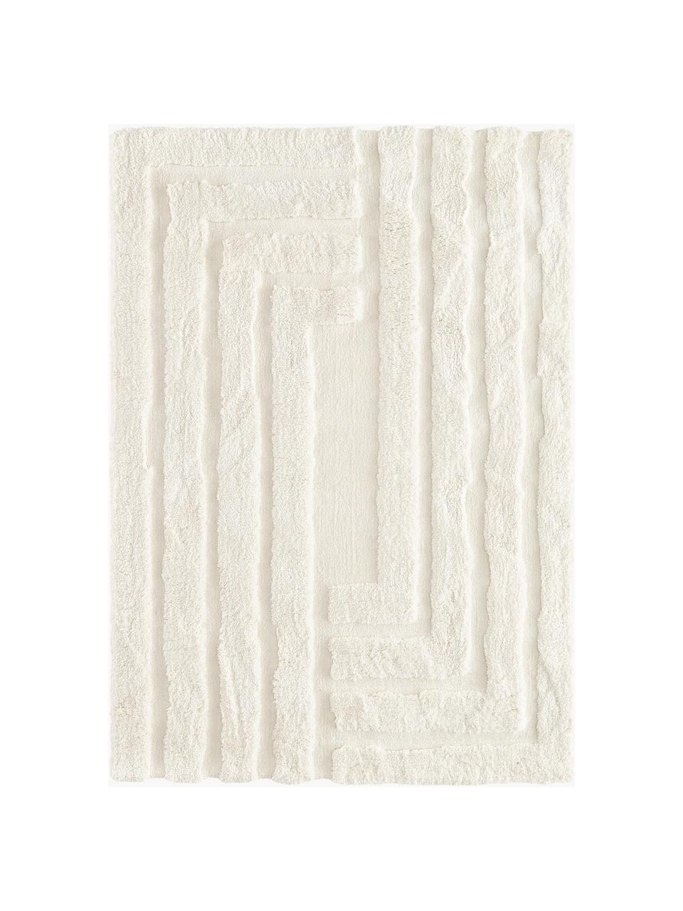 Tapis moelleux à poils longs texturé Genève, Blanc crème, larg. 300 x long. 400 cm (taille XL)