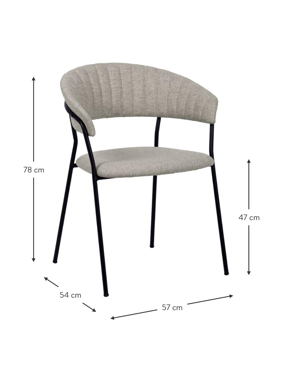 Chaises rembourrées Belle, 2 pièces, Tissu taupe, noir, larg. 57 x prof. 54 cm