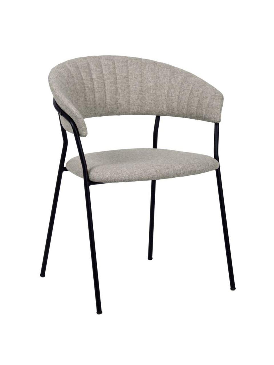 Chaises rembourrées Belle, 2 pièces, Tissu taupe, noir, larg. 57 x prof. 54 cm