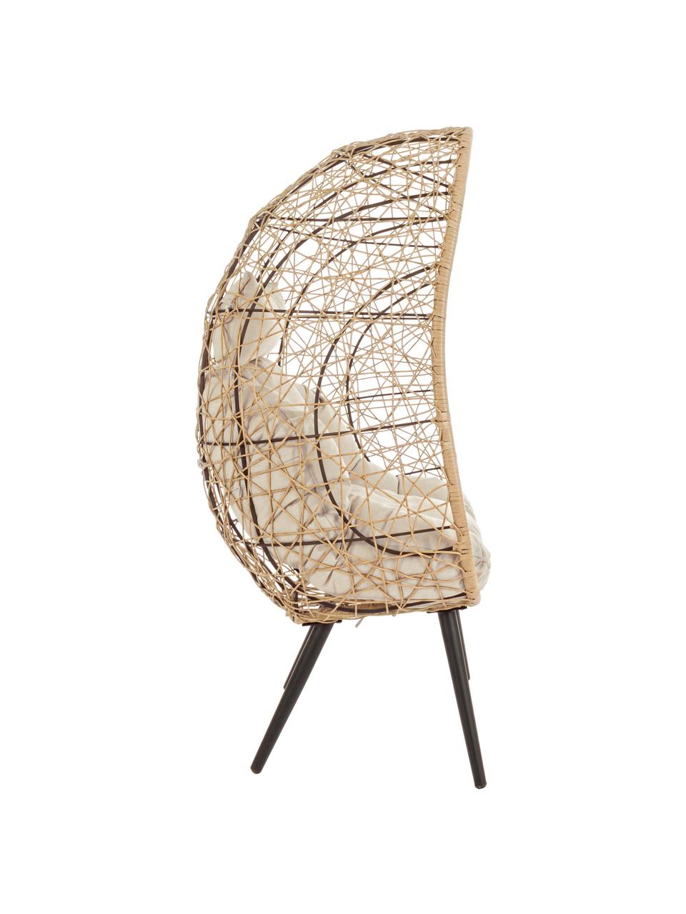 Outdoor fauteuil Marley, Frame: gepoedercoat aluminium, Zitvlak: synthetische vezels, Bekleding: polyester, Beige, crèmekleurig, zwart, B 87 x D 70 cm