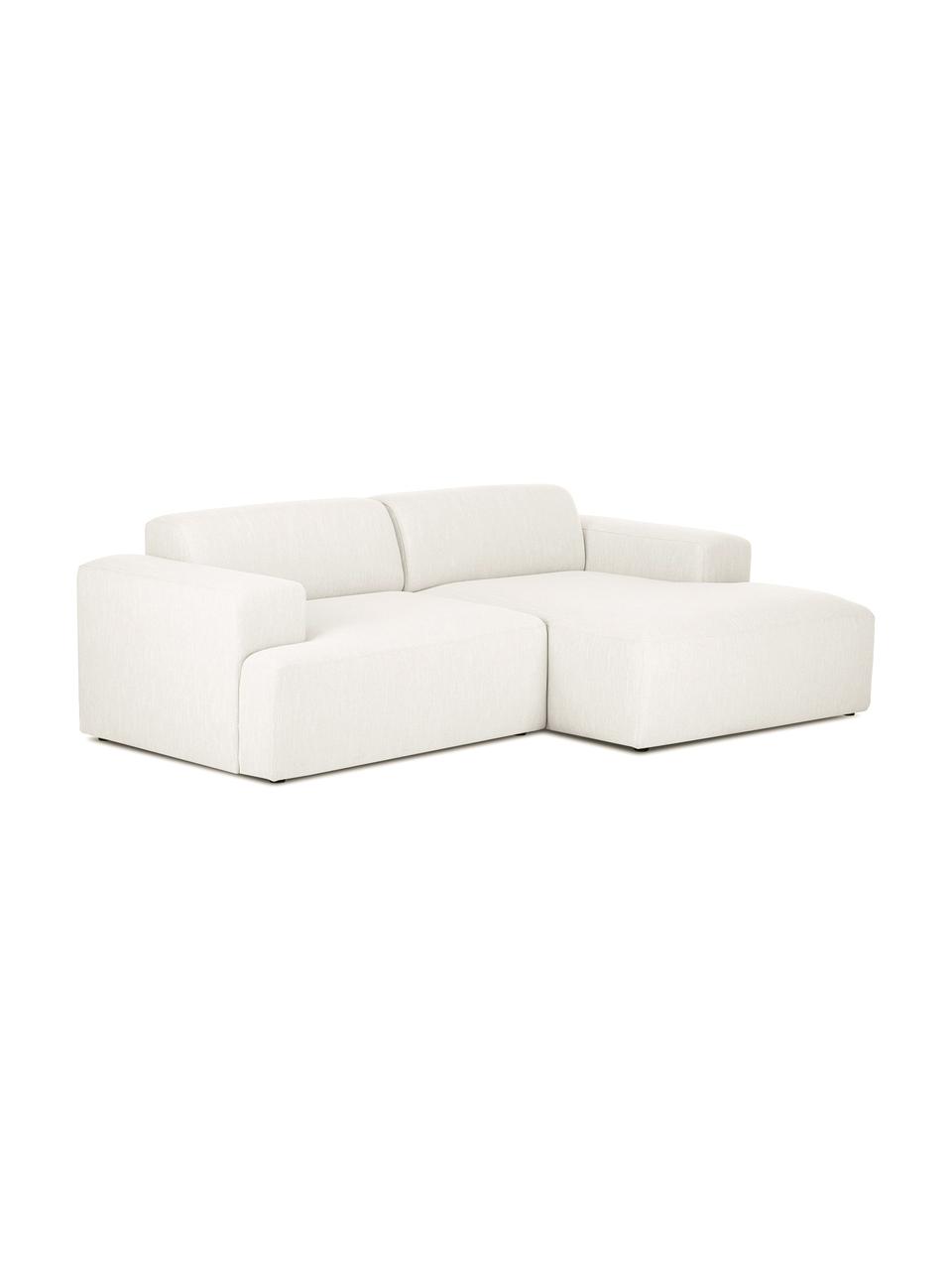 Ecksofa Melva (3-Sitzer) in Beige, Bezug: Polyester Der hochwertige, Gestell: Massives Kiefernholz, Spa, Füße: Kiefernholz Die Füße befi, Webstoff Beige, B 240 x T 144 cm