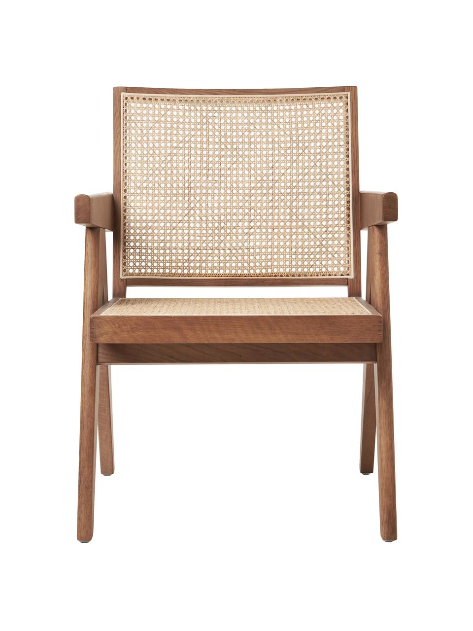Fauteuil lounge en cannage Sissi, Rotin, bois de chêne foncé, larg. 58 x prof. 66 cm
