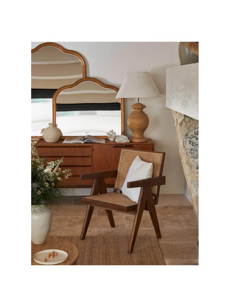 Loungesessel Sissi mit Wiener Geflecht, Gestell: Massives Eichenholz, Sitzfläche: Rattan, Dunkles Holz, B 58 x T 66 cm