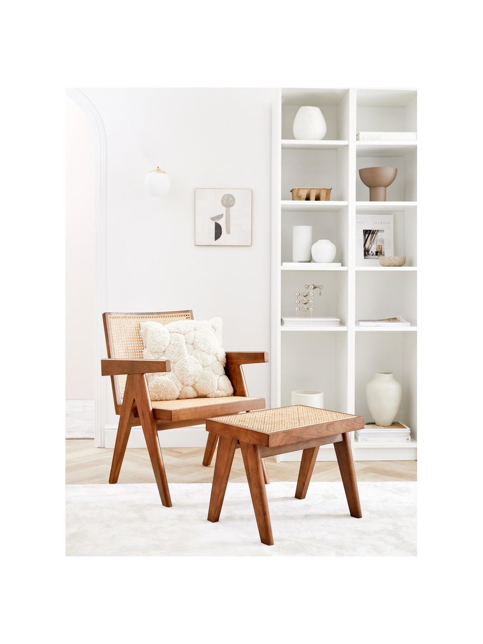 Sillón con tejido vienés Sissi, Estructura: madera de roble maciza, Asiento: ratán, Ratán, madera de roble oscura, An 58 x F 66 cm