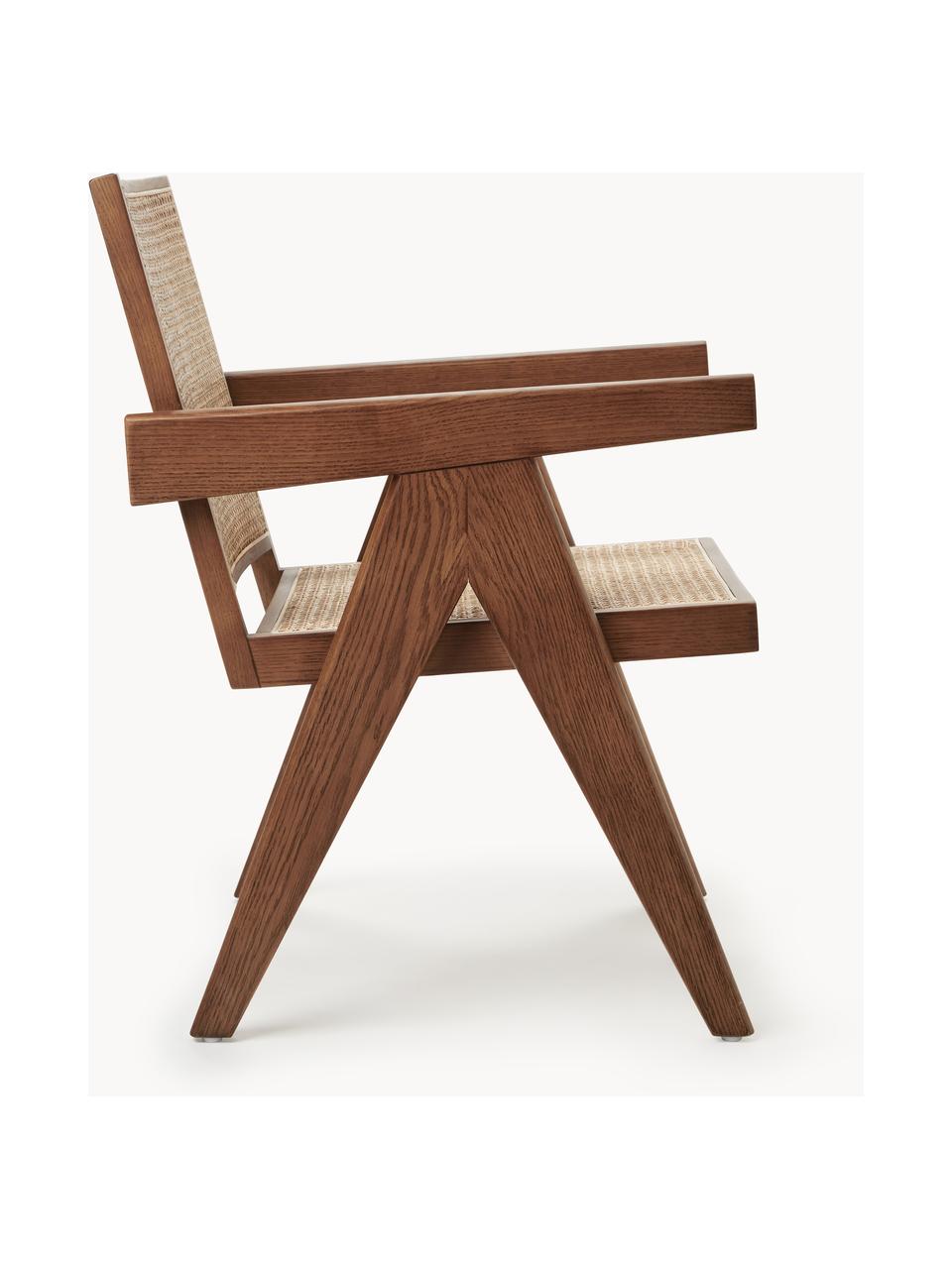 Fauteuil lounge en cannage Sissi, Rotin, bois de chêne foncé, larg. 58 x prof. 66 cm