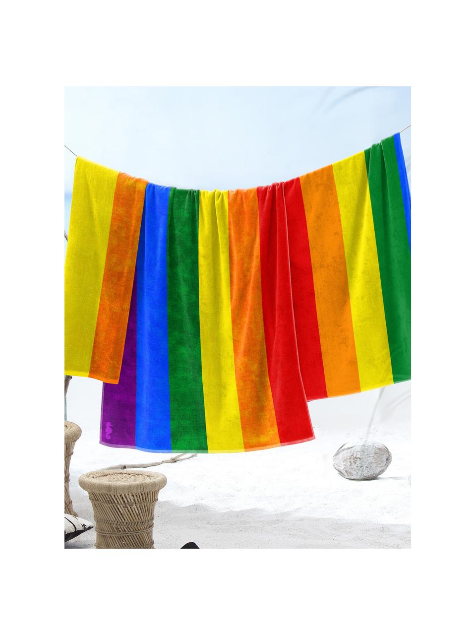 Telo mare a righe color arcobaleno Festival, Multicolore, Larg. 90 x Lung. 170 cm