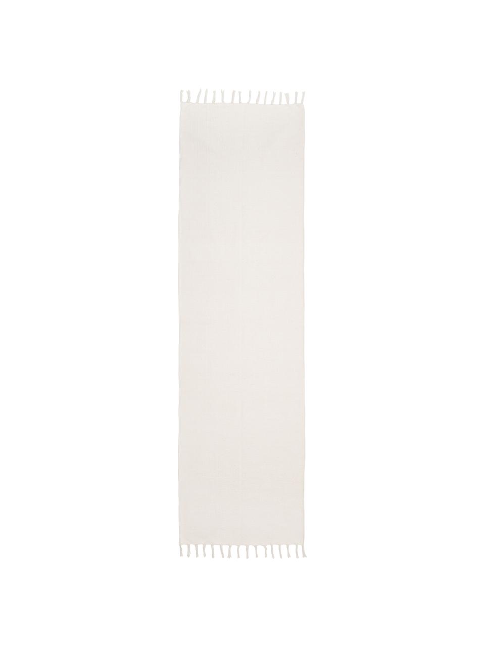 Ręcznie tkany chodnik z bawełny Agneta, 100% bawełna, Kremowobiały, S 70 x D 250 cm