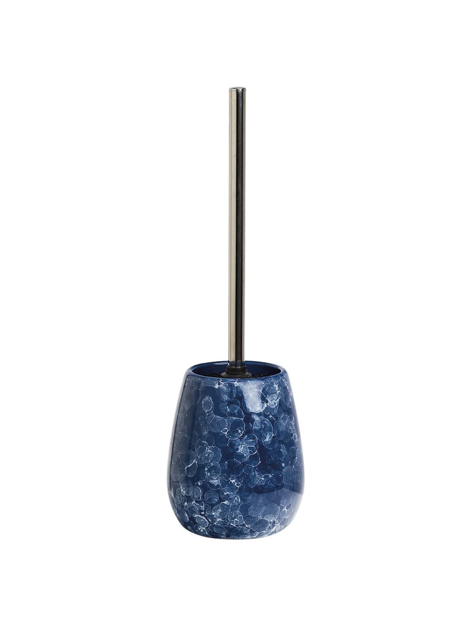 WC-borstel Blue Marble van keramiek, Houder: keramiek, Blauw, Ø 13 x H 41 cm