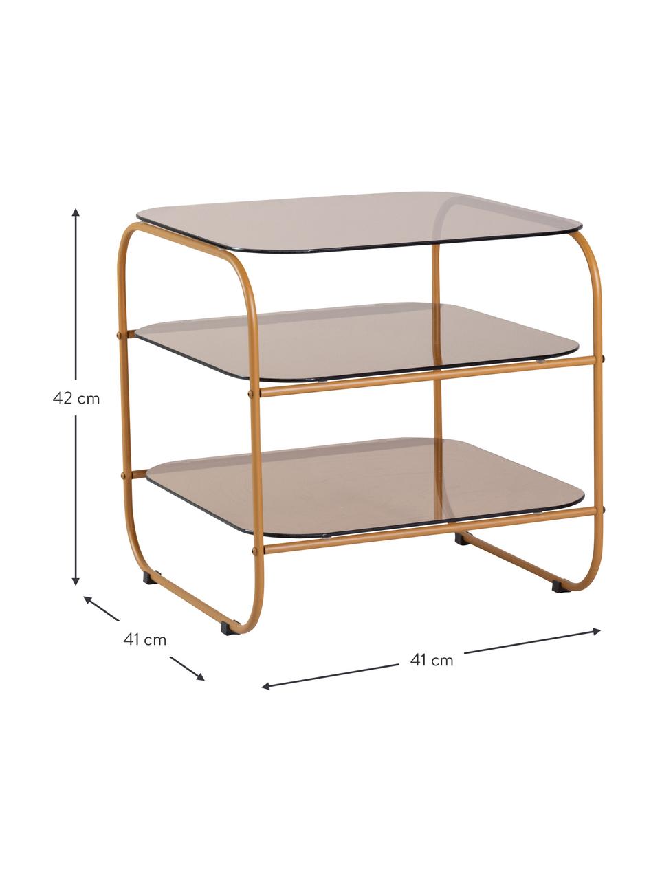 Glas-Beistelltisch Echo, Gestell: Metall, beschichtet, Braun, Ocker, B 41 x H 42 cm