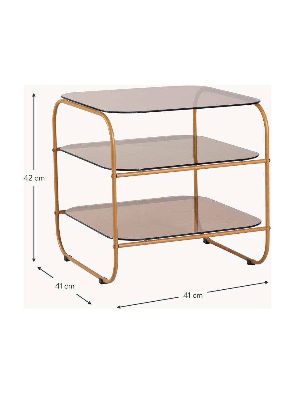 Glas-Beistelltisch Echo, Gestell: Metall, beschichtet, Braun, Ocker, B 41 x H 42 cm