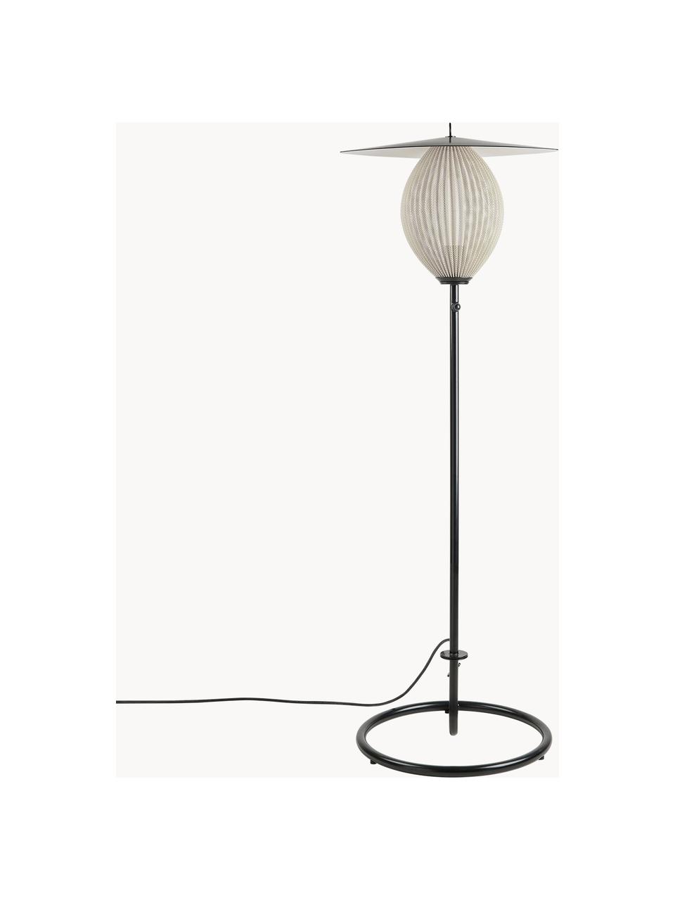 Lámpara de pie pequeña para exterior Satellite, Pantalla: chapa de acero, revestida, Cable: plástico, Blanco, negro, Al 128 cm