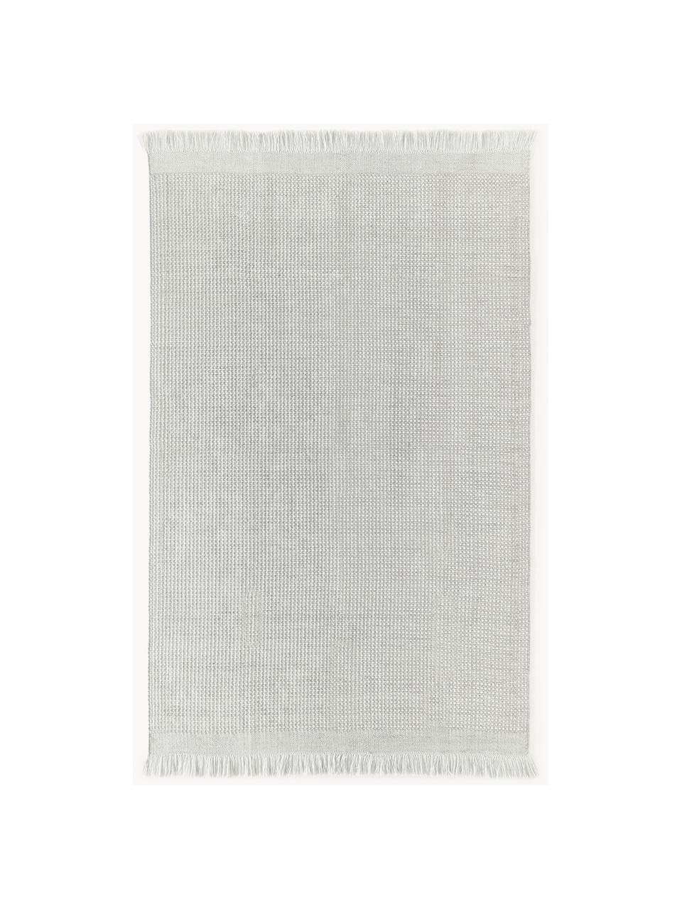 Tapis tissé à plat avec franges Ryder, 100 % polyester, certifié GRS, Gris clair, blanc, larg. 120 x long. 180 cm (taille S)