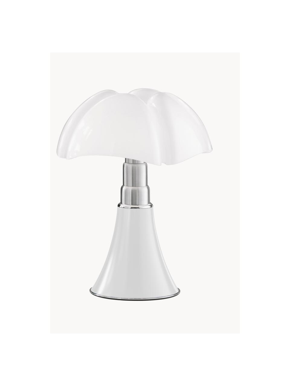 Lampada da tavolo portatile a LED con luce regolabile Pipistrello, Struttura: metallo, alluminio laccat, Bianco lucido, Ø 27 x Alt. 35 cm