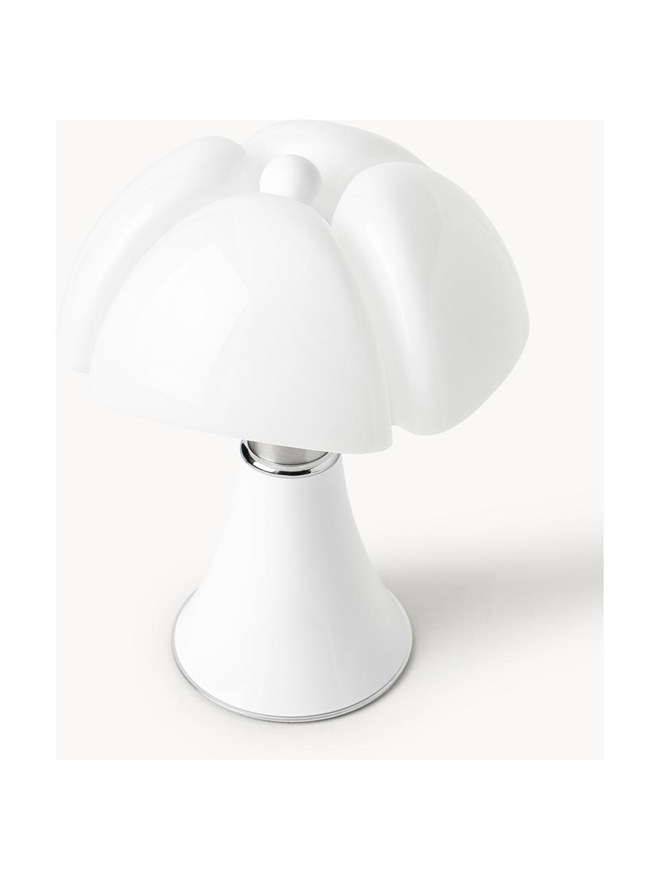 Mobilna lampa stołowa LED z funkcją przyciemniania Pipistrello, Stelaż: metal, aluminium, lakiero, Biały, błyszczący, Ø 27 x W 35 cm