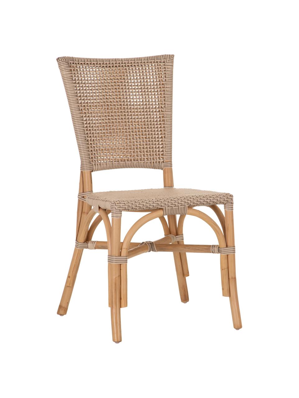 Krzesło z rattanu Ainara, Rattan ze splotem polypeel, Beżowy, S 54 x G 44 cm