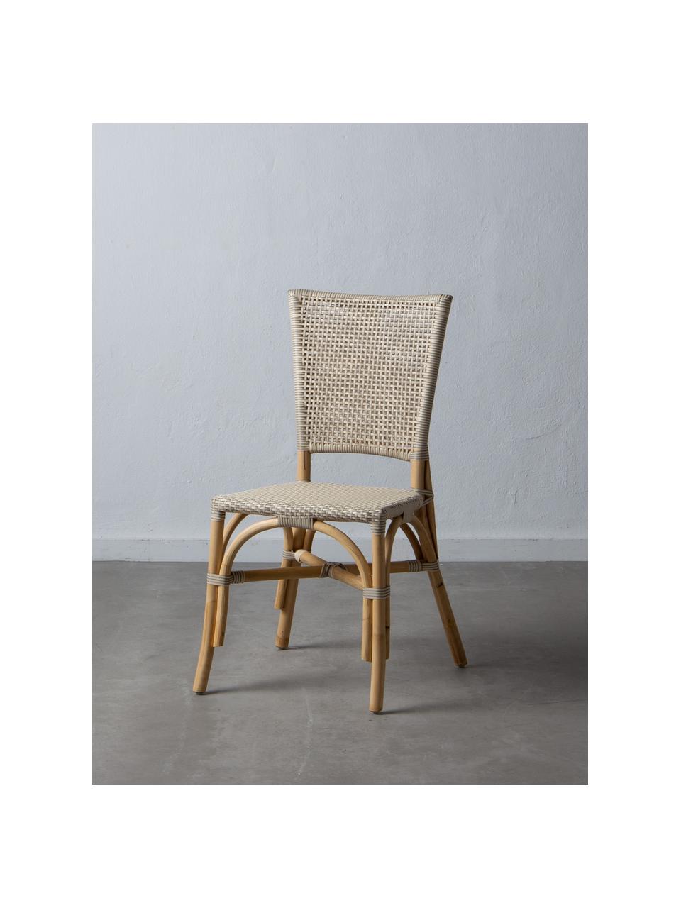 Krzesło z rattanu Ainara, Rattan ze splotem polypeel, Beżowy, S 54 x G 44 cm