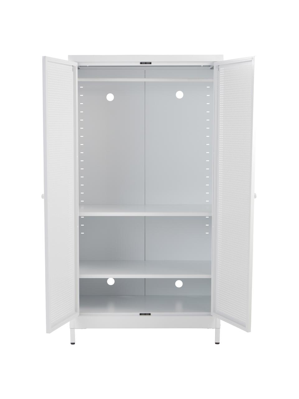 Dřevěná šatní skříň Hilla, Potažený kov, Bílá, Š 85 cm, V 162 cm