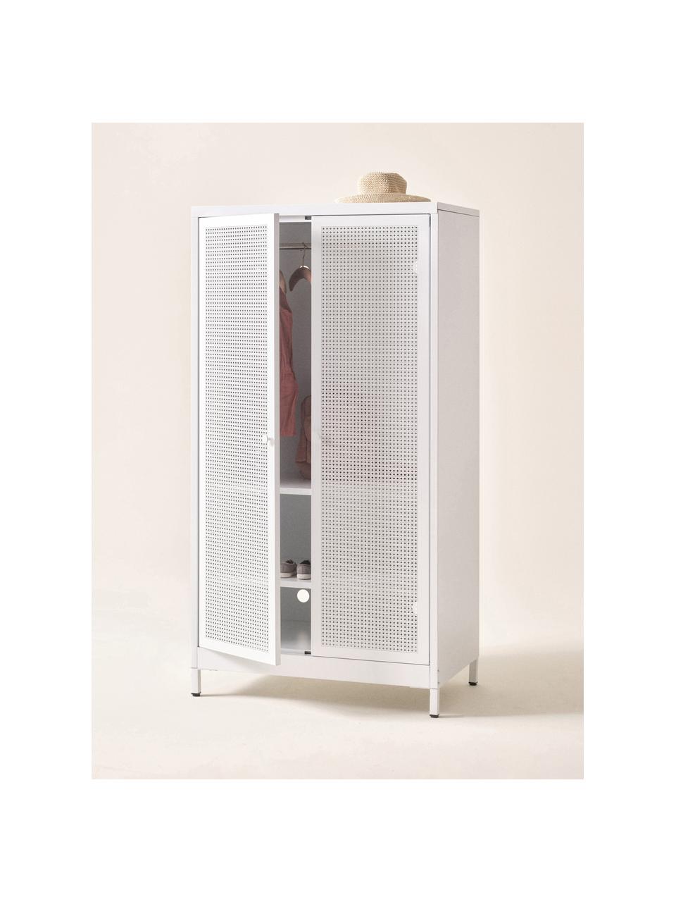 Šatníková skriňa z dreva Hilla, Potiahnutý kov, Biela, Š 85 x V 162 cm