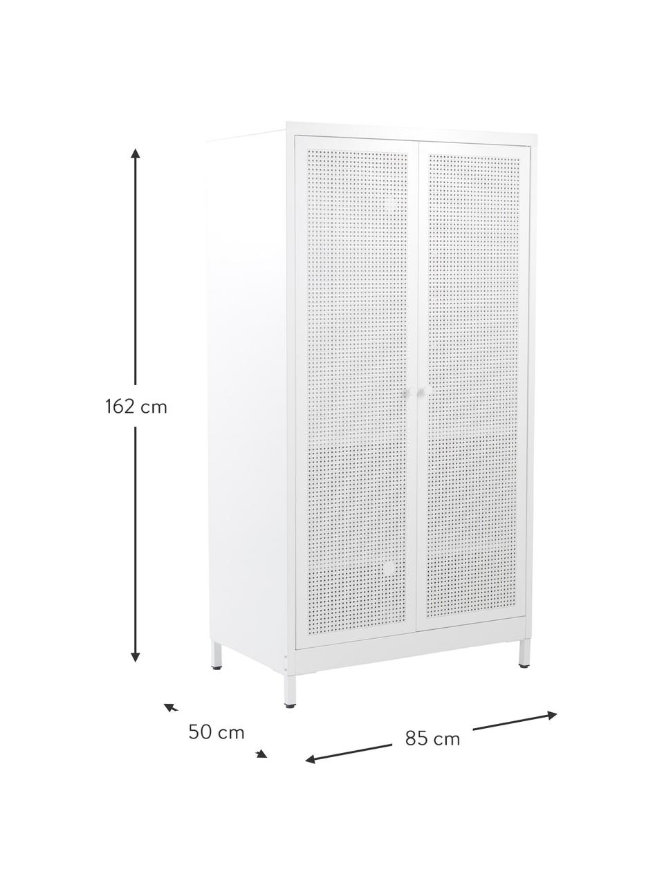 Armario de madera Hilla, 2 puertas, Metal recubierto, Blanco, An 85 x Al 162 cm