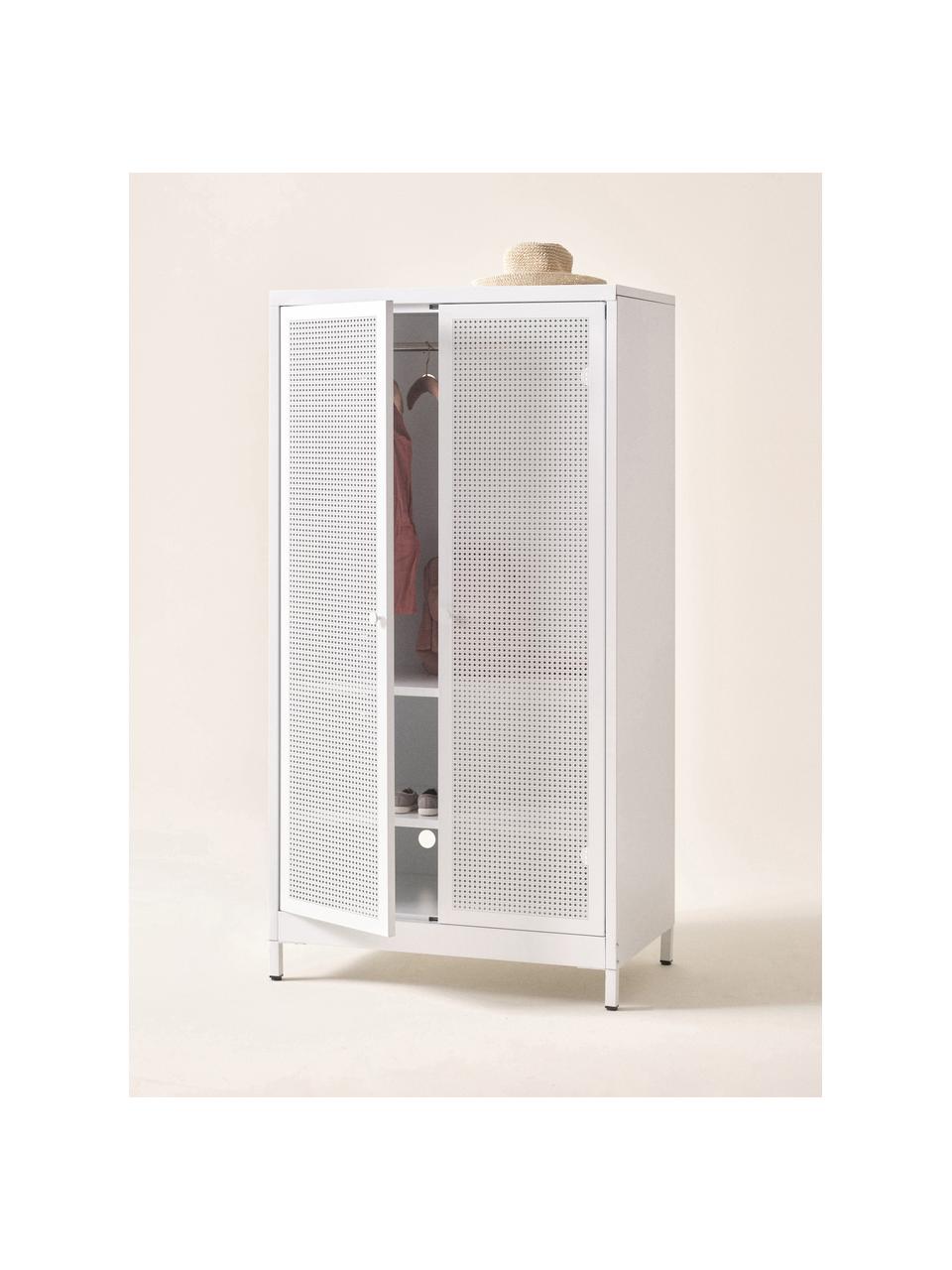 Armoire en bois Hilla, Métal, enduit, Bois blanc laqué, larg. 85 x haut. 162 cm