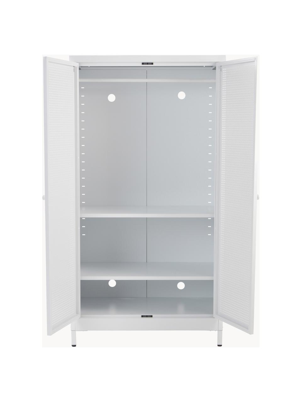 Armario infantil de madera Hilla, 2 puertas, Metal recubierto, Madera pintado en blanco, An 85 x Al 162 cm