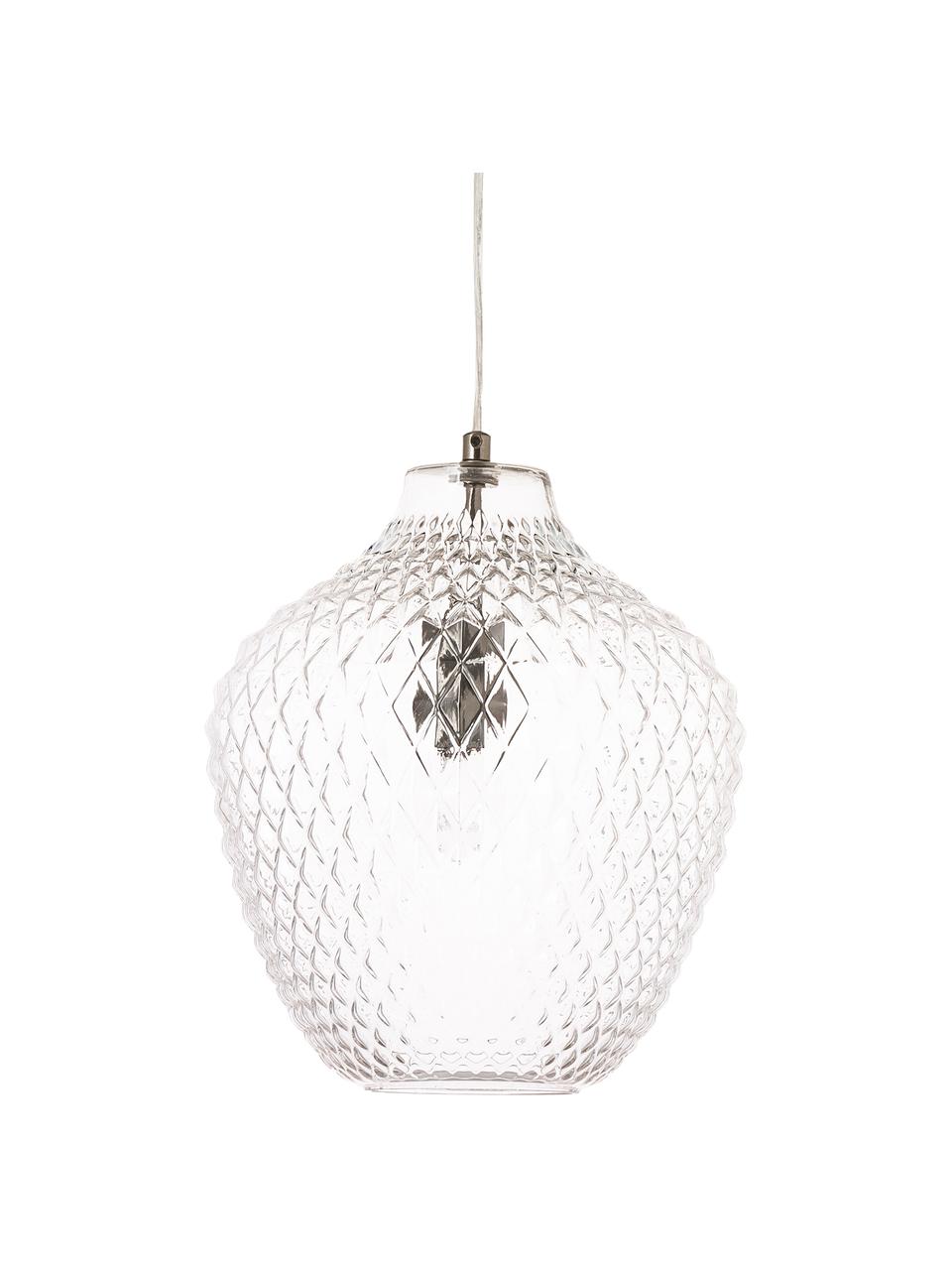 Lampada a sospensione piccola in vetro Lee, Paralume: vetro, Baldacchino: metallo cromato, Trasparente, cromo, Ø 27 x Alt. 33 cm