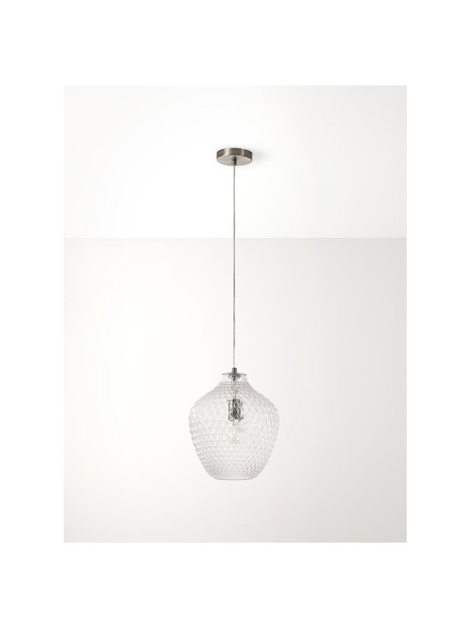 Lampa wisząca ze szkła Lee, Transparentny, odcienie chromu, Ø 27 x W 33 cm