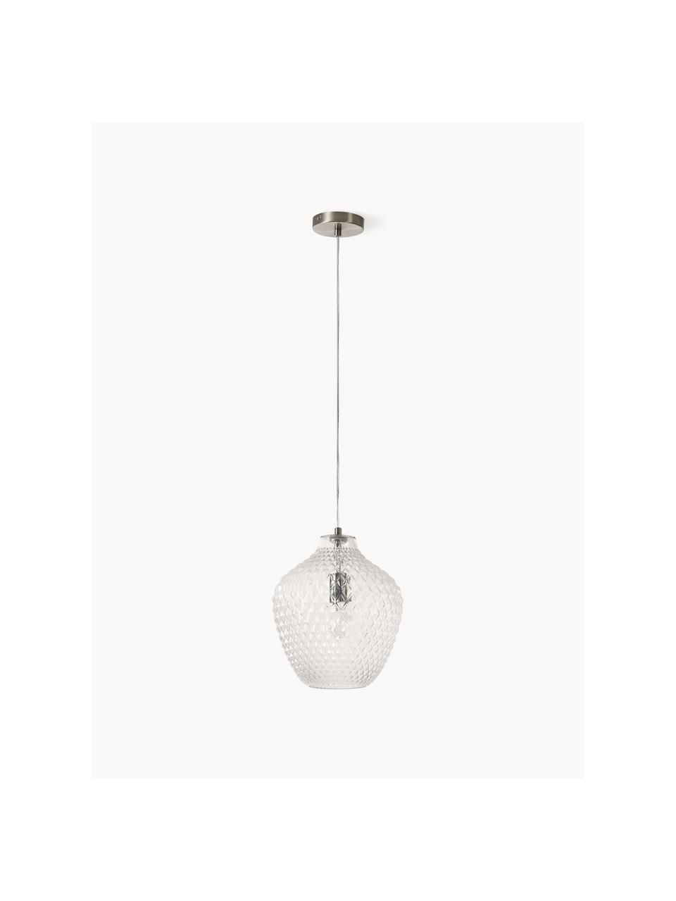 Petite suspension en verre Lee, Transparent, couleur chrome, Ø 27 x haut. 33 cm