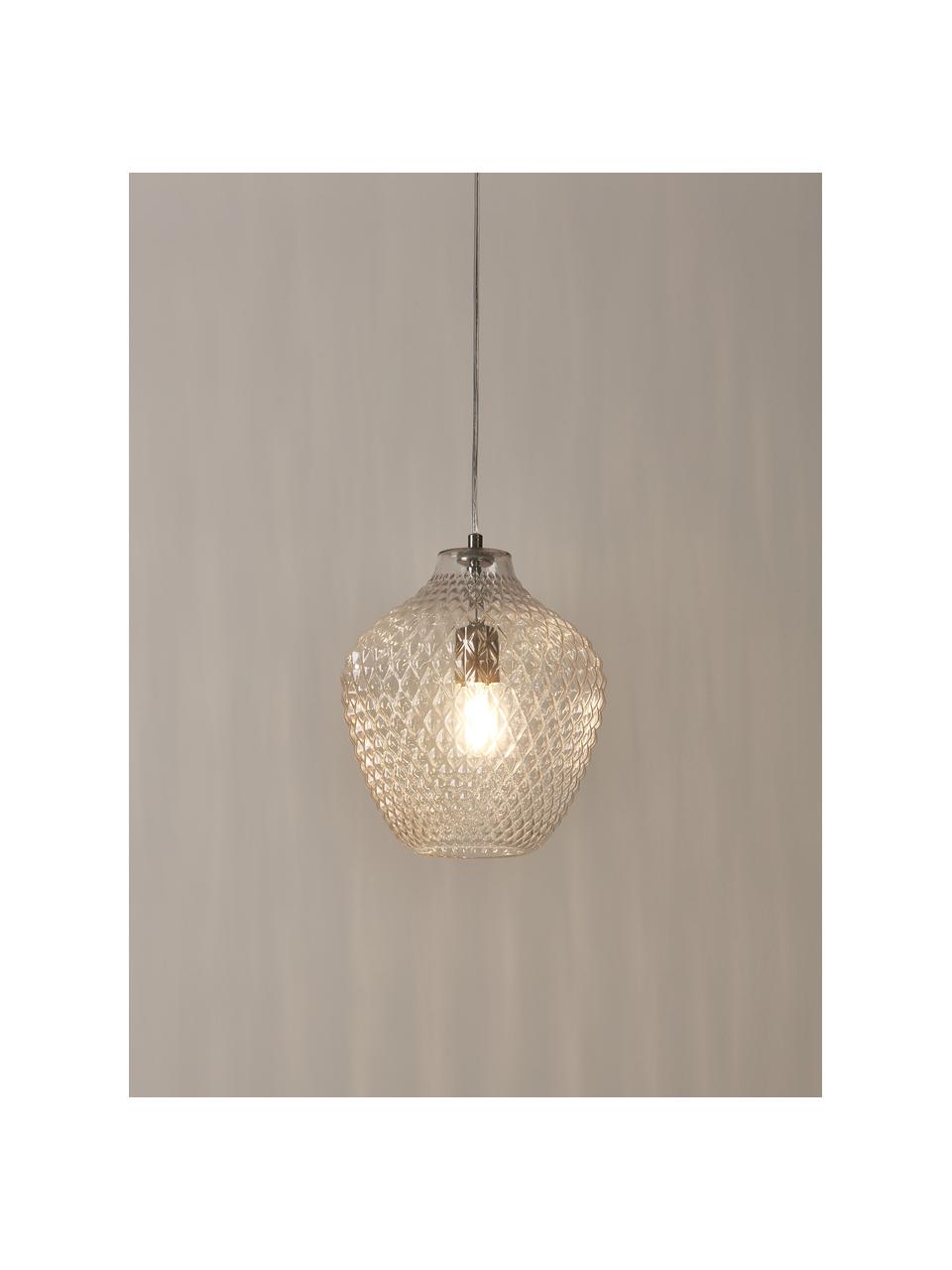 Petite suspension en verre Lee, Transparent, couleur chrome, Ø 27 x haut. 33 cm