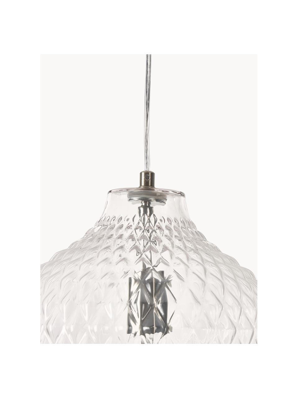 Petite suspension en verre Lee, Transparent, couleur chrome, Ø 27 x haut. 33 cm