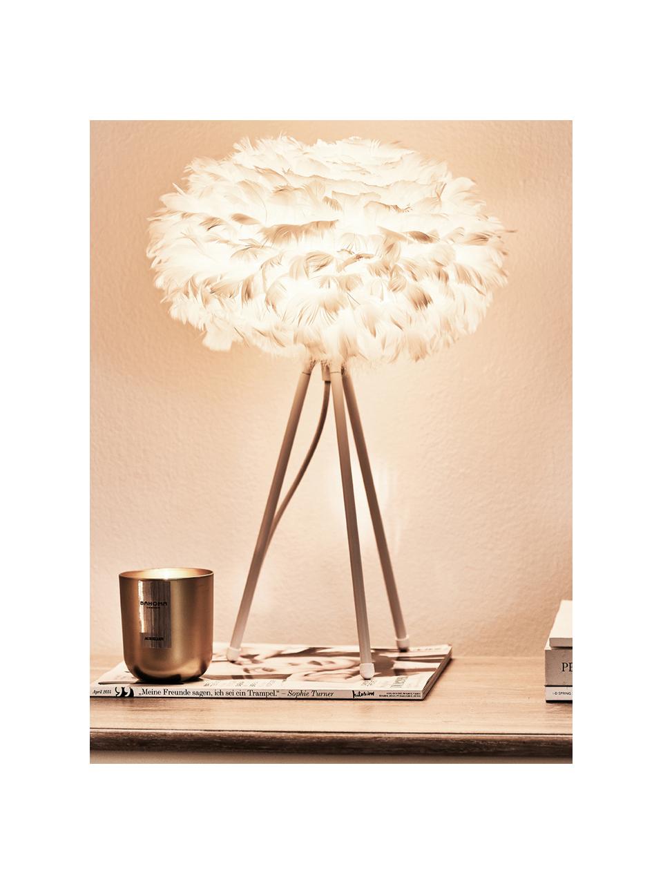 Lampa stołowa trójnóg z piór Eos, Biały, Ø 35 x W 56 cm