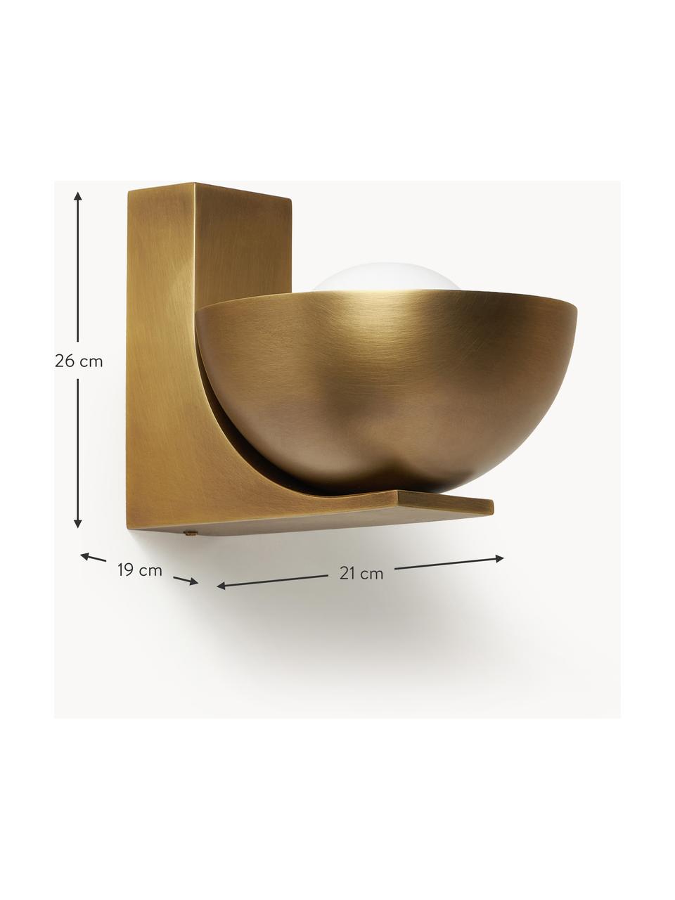 Metall-Wandleuchte Collins, Lampenschirm: Glas, Messingfarben, B 21 x H 26 cm