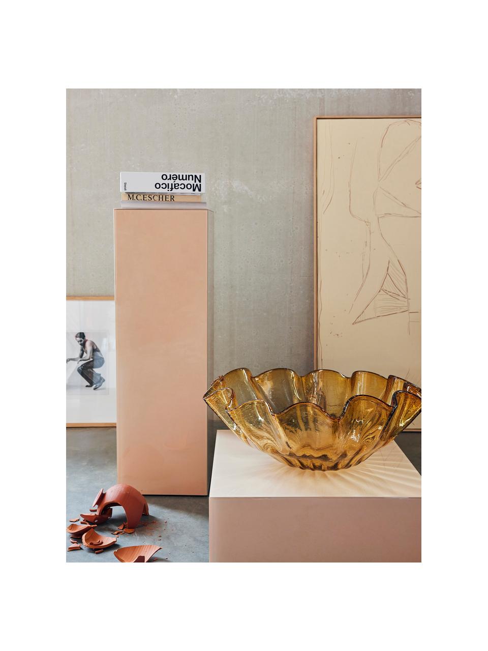 Tavolino da salotto Mirror, Lastra di vetro, pannello di fibra a media densità (MDF), Beige, Larg. 60 x Alt. 32 cm