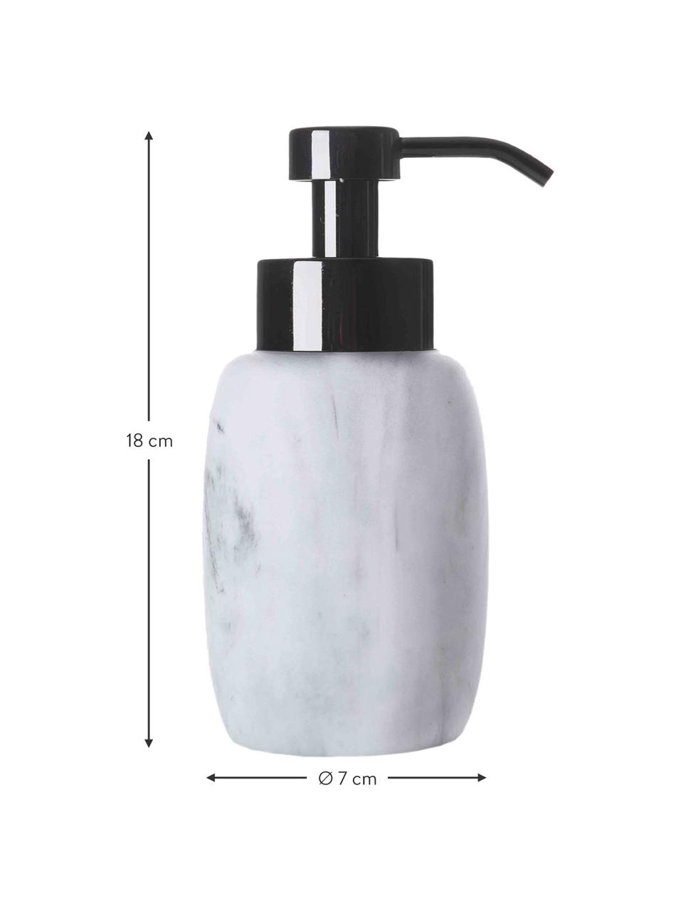 Dosificador de jabón Marblis, Recipiente: poliresina, Dosificador: acero inoxidable, pintado, Blanco, Ø 7 x Al 18 cm