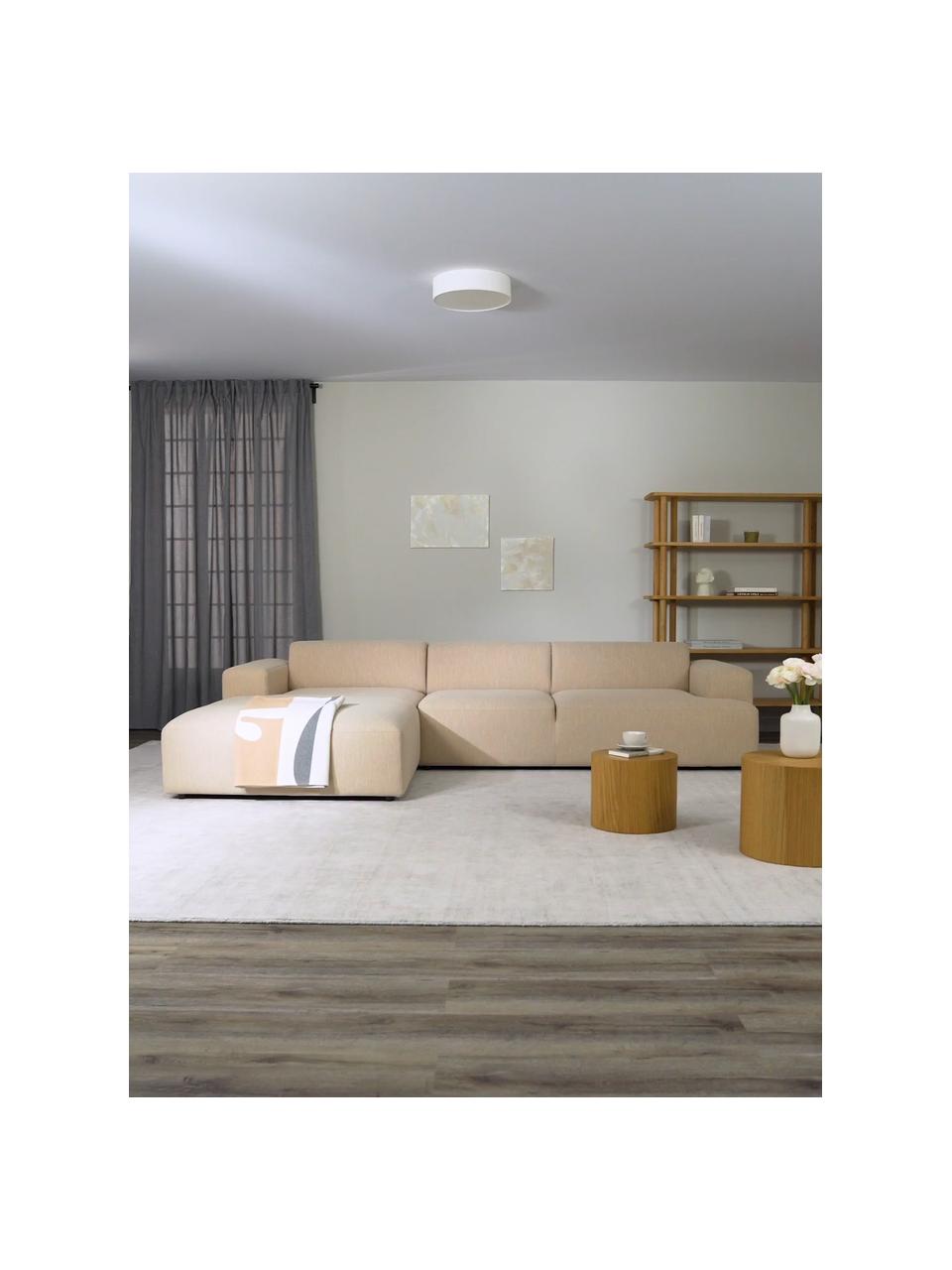 Hoekbank Melva (4-zits), Bekleding: 100% polyester Met 35.000, Frame: massief grenenhout, FSC-g, Poten: kunststof, Geweven stof donkerbeige, B 319 x D 196 cm, hoekdeel links