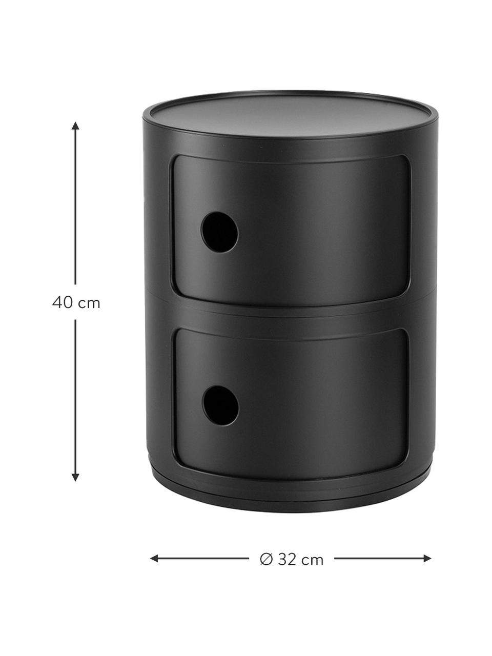 Design container Componibili 2 modules in zwart, Thermoplastisch technopolymeer gemaakt van gerecycled industrieel afval, Greenguard-gecertificeerd, Zwart, Ø 32 x H 40 cm
