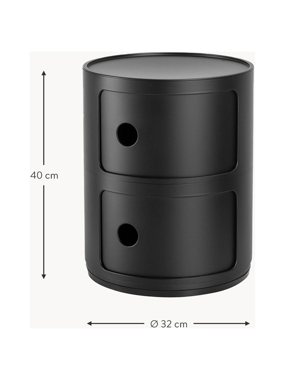 Odkládací stolek Componibili, 2 moduly, Termoplastický technopolymer vyrobený z recyklovaného průmyslového výboru, certifikace Greenguard, Matná černá, Ø 32 cm, V 40 cm