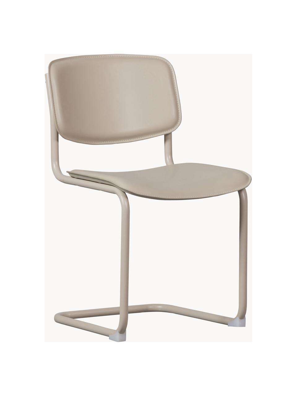 Chaises cantilever en cuir synthétique Cody, 2 pièces, Cuir synthétique beige, larg. 47 x prof. 59 cm