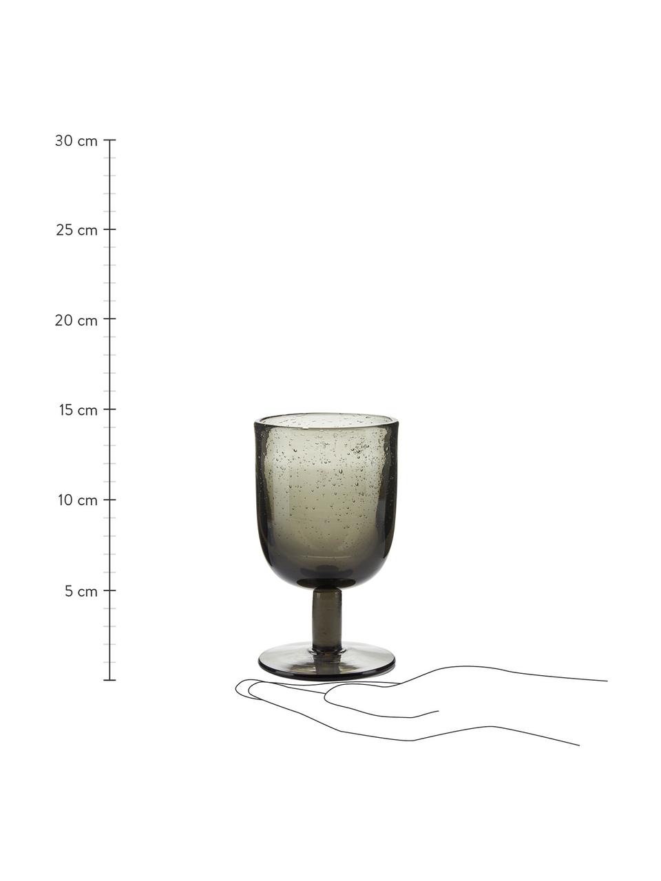 Ručně foukané sklenice na víno Leyla, 6 ks, Sklo, Šedá, transparentní, Ø 8 cm, V 14 cm, 320 ml