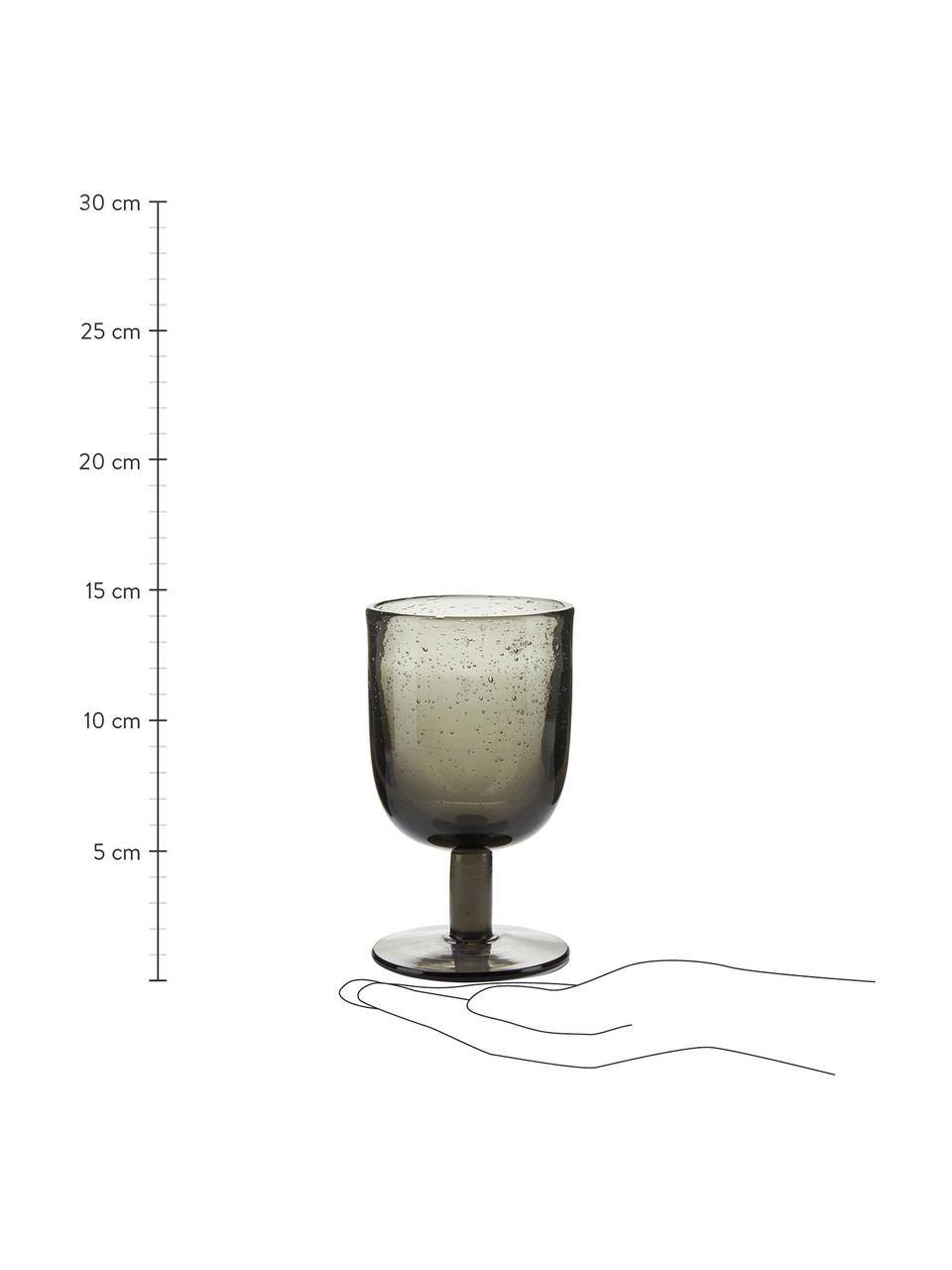 Verres à vin soufflés bouche Leyla, 6 pièces, Verre, Gris, transparent, Ø 8 x haut. 14 cm, 320 ml