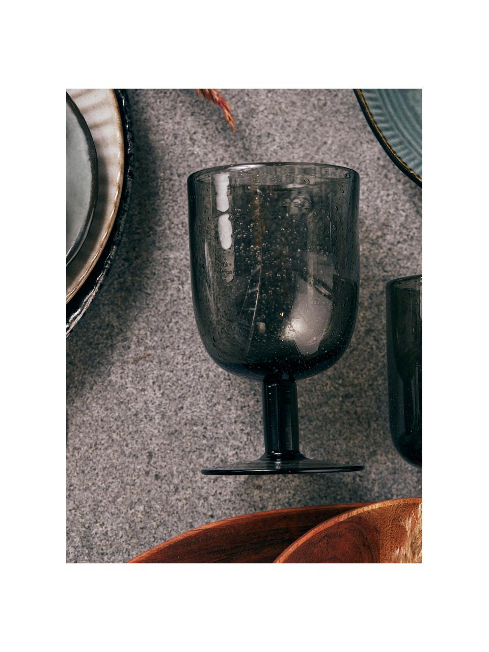 Mondgeblazen wijnglazen Leyla, 6 stuks, Glas, Grijs, transparant, Ø 8 x H 14 cm, 320 ml