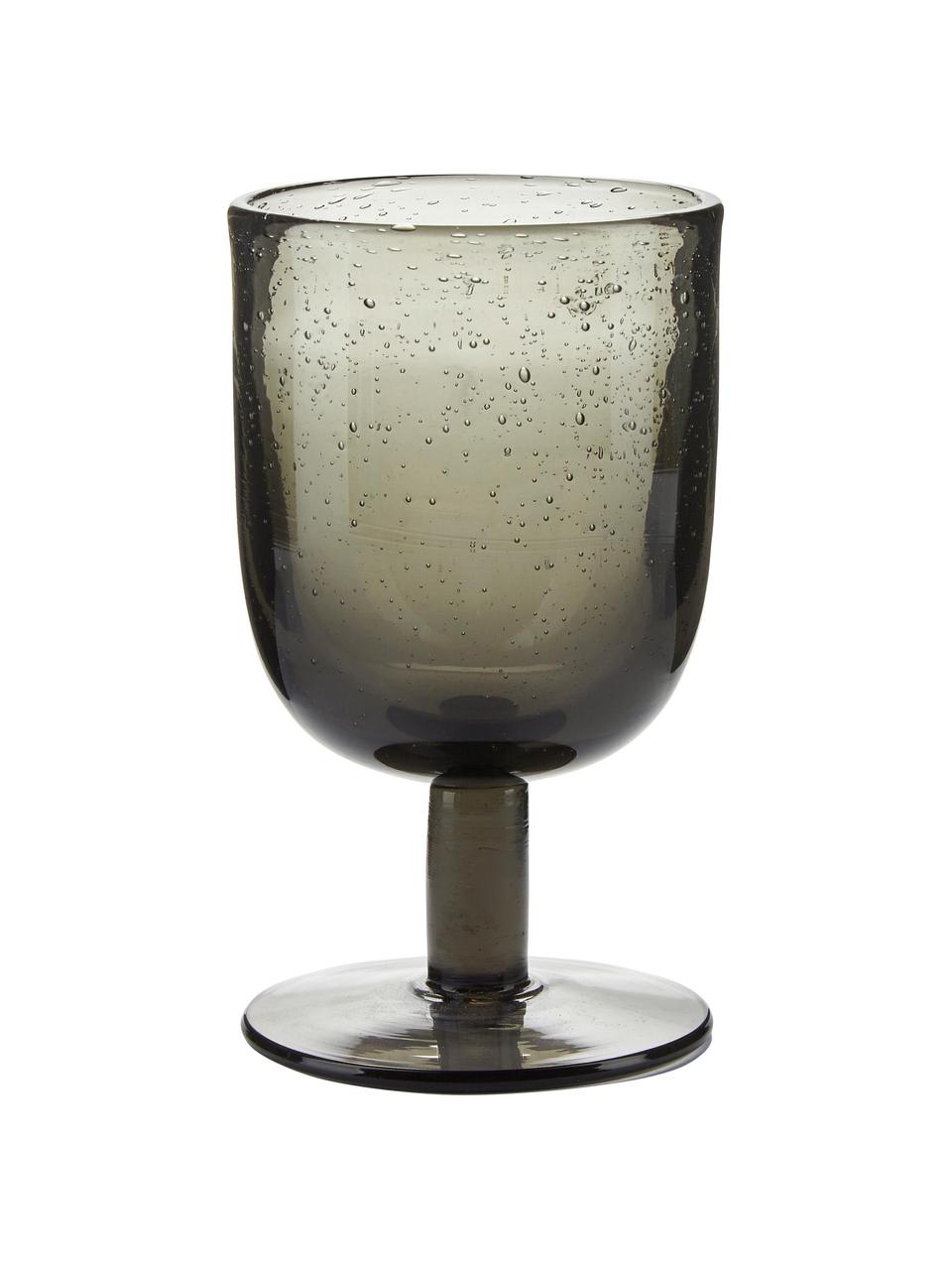 Ručne fúkané poháre na víno Leyla, 6 ks, Sklo, Sivá, priehľadná, Ø 8 x V 14 cm, 320 ml