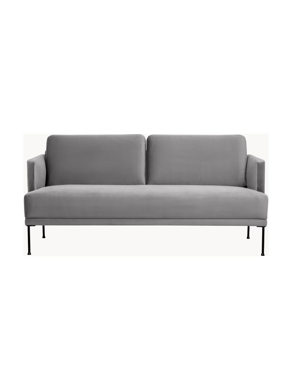 Divano 2 posti in velluto Fluente, Rivestimento: velluto (copertura in pol, Struttura: legno di pino massiccio, , Piedini: metallo verniciato a polv, Velluto grigio, Larg. 166 x Prof. 85 cm