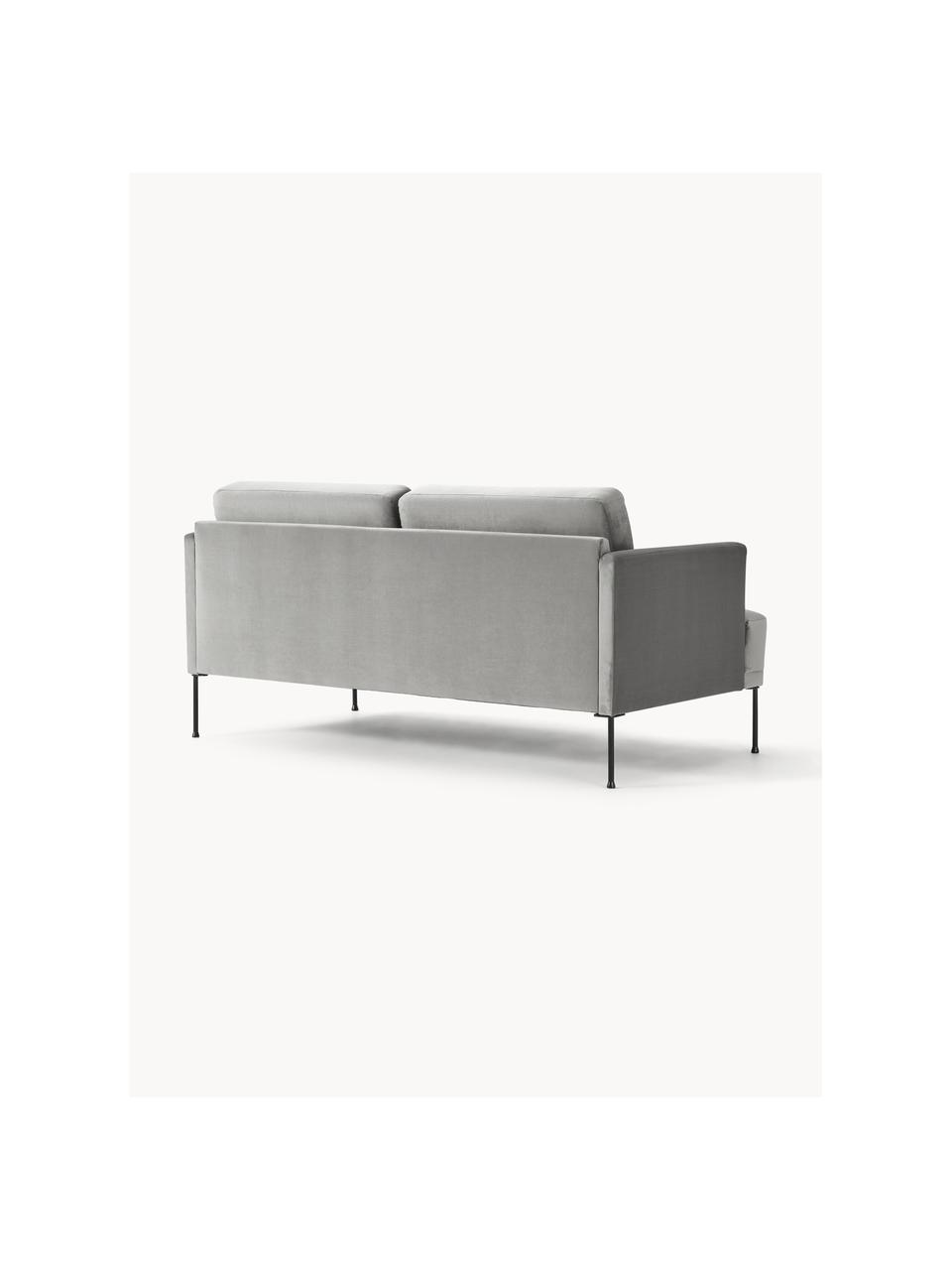 Samt-Sofa Fluente (2-Sitzer), Bezug: Samt (Hochwertiger Polyes, Gestell: Massives Kiefernholz, Füße: Metall, pulverbeschichtet, Samt Grau, B 166 x T 85 cm